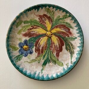 Vintage Trinket Jewelry Gold Handpainted  Dish Italy numbered